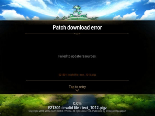 Patch Download Error E21301: invalid file: text_1012.pigz